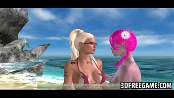 Duas lésbica na praia